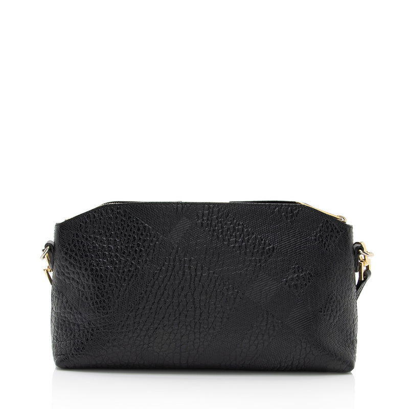 Burberry Leather Embossed Check Chichester Clutch (SHF-TC4VkJ)