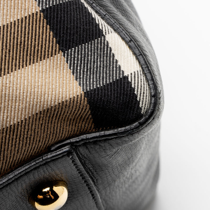 Burberry small check detail leather tote bag deals
