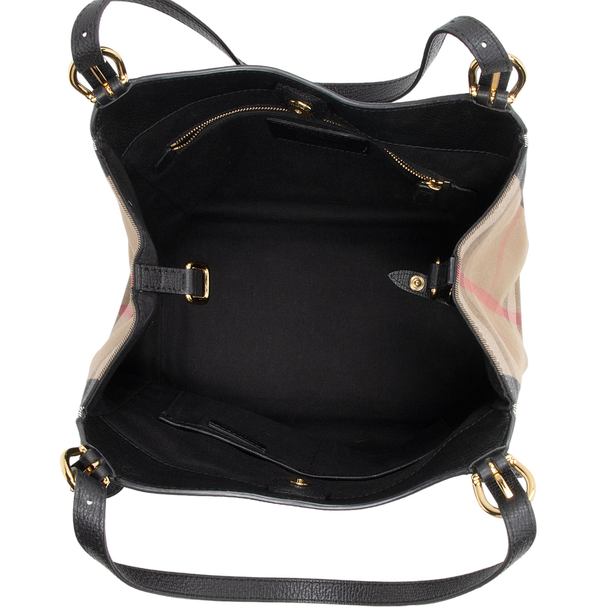 Burberry Leather House Check Derby Canterbury Small Tote (SHF-ANV3FD)