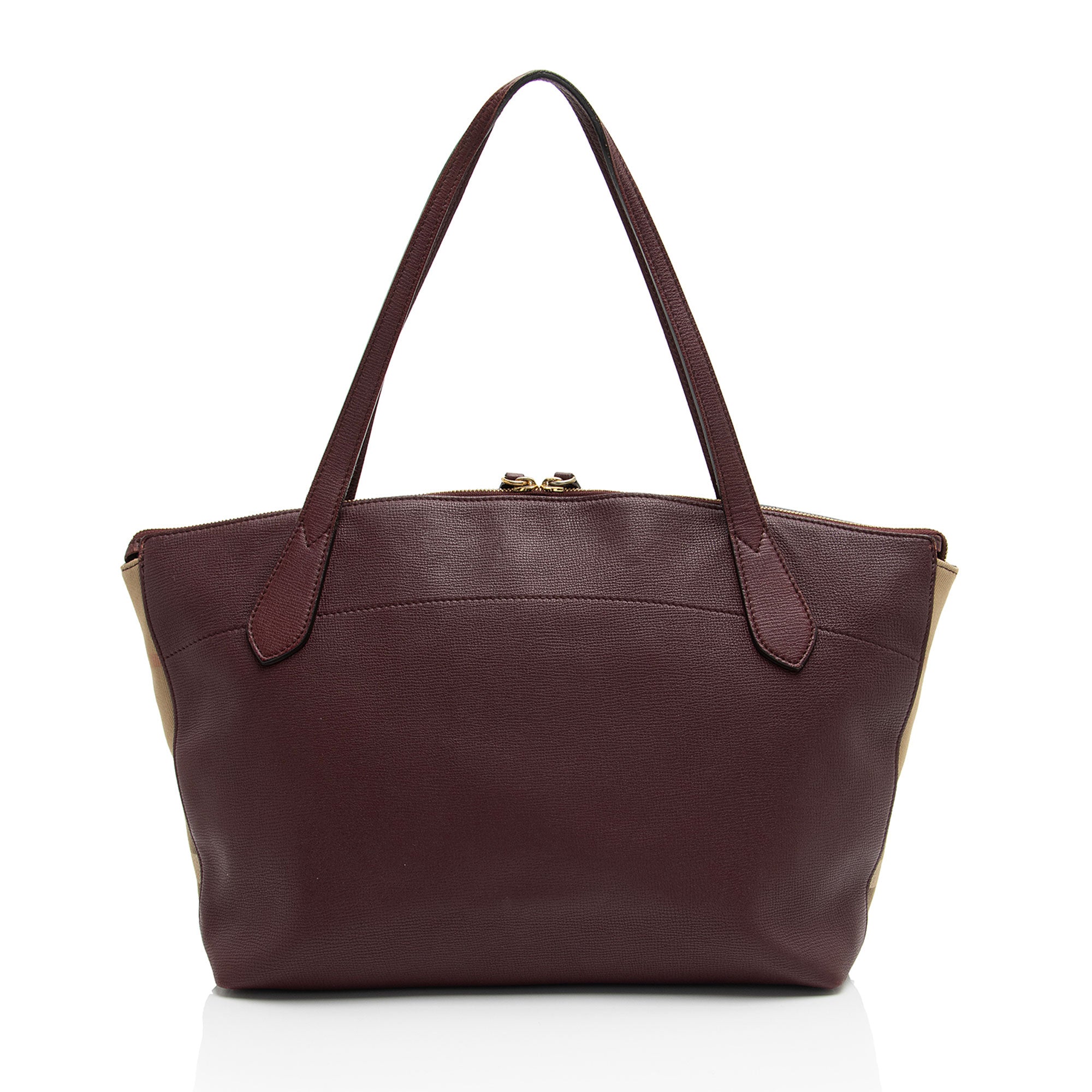 Burberry Leather House Check Derby Welburn Small Tote