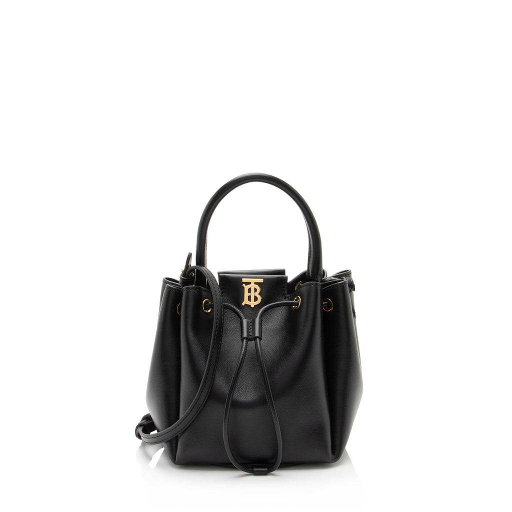 Burberry Leather Peony Drawstring Bucket Bag SHF 2xjaxp LuxeDH