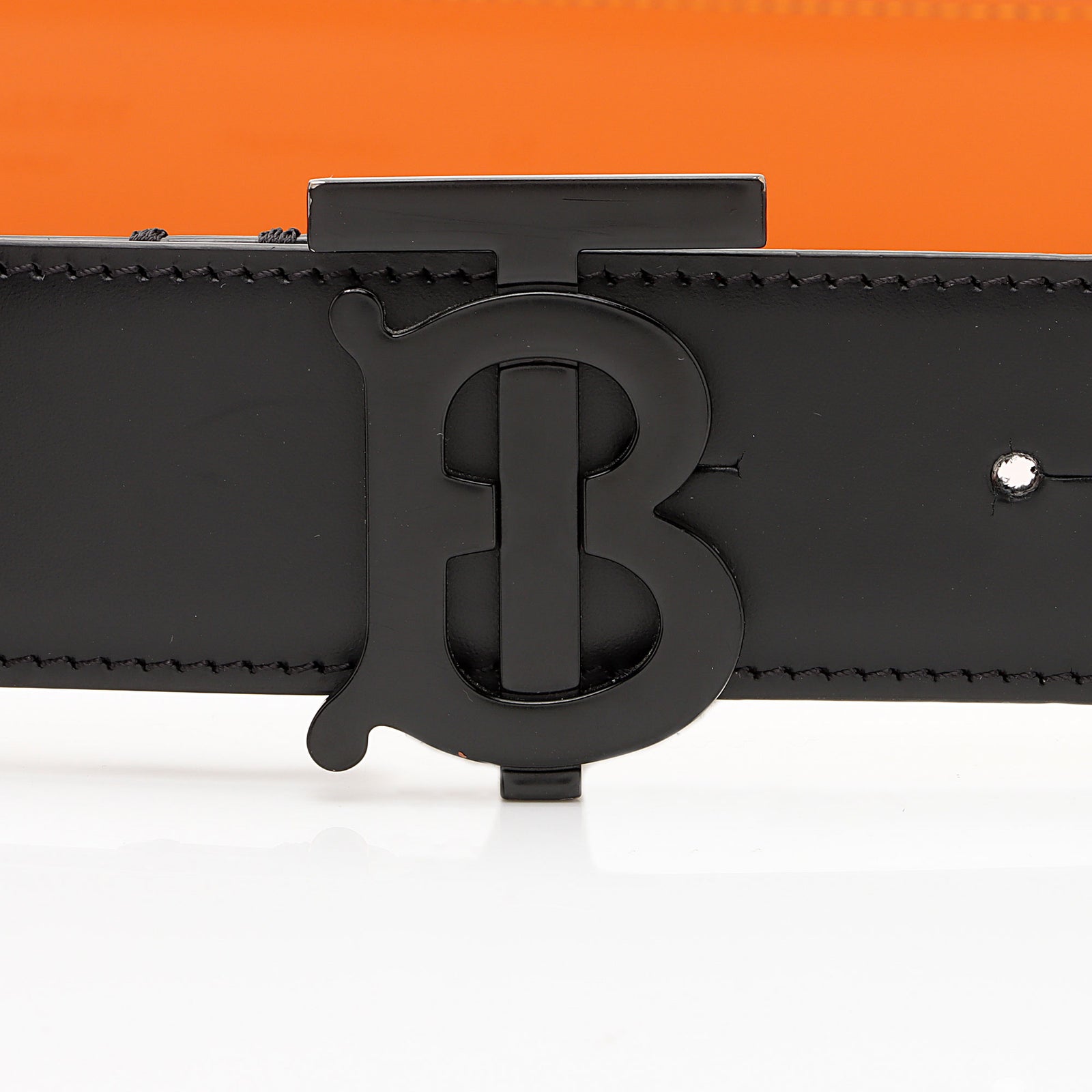 Burberry Leather TB Monogram Belt Size 34 85 SHF 8D7ALk LuxeDH