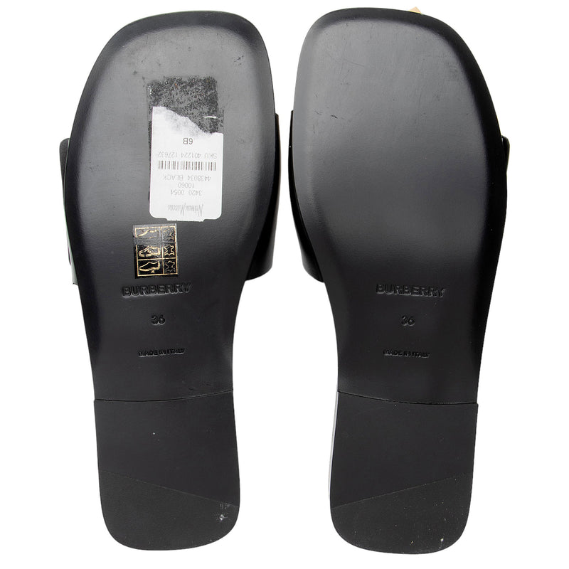 Burberry Leather TB Plaque Sandals - Size 6 / 36 (SHF-QZ919i)