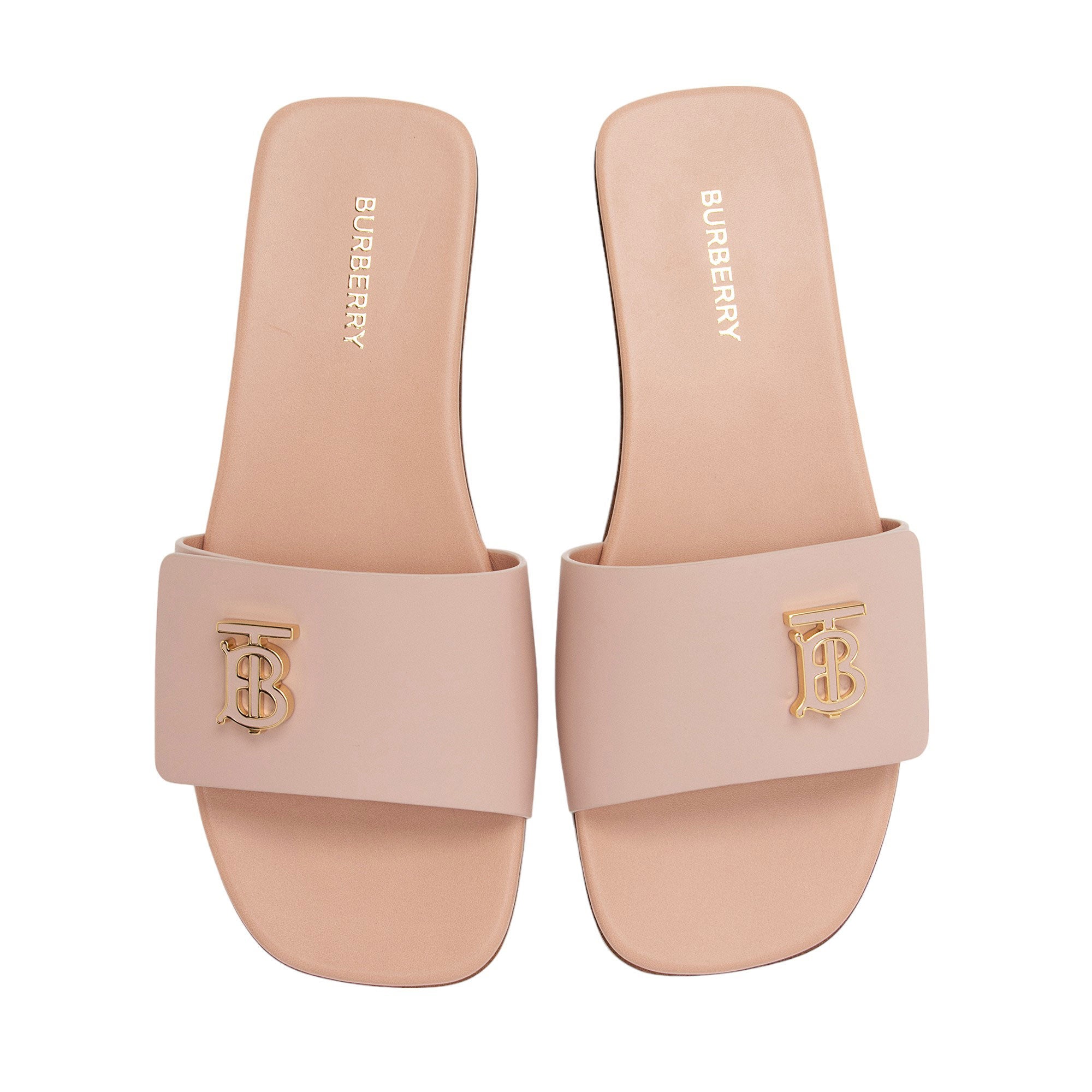 Burberry Leather TB Plaque Sandals - Size 8 / 38 (SHF-gnPUco)