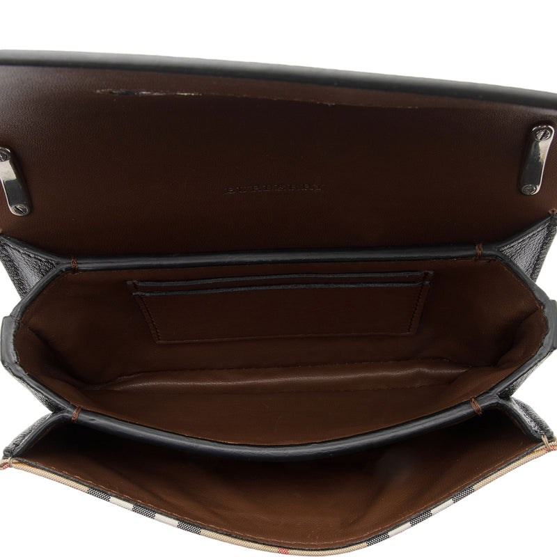 Burberry Leather Vintage Check D-Ring Mini Crossbody Bag (SHF-ltBVNi)