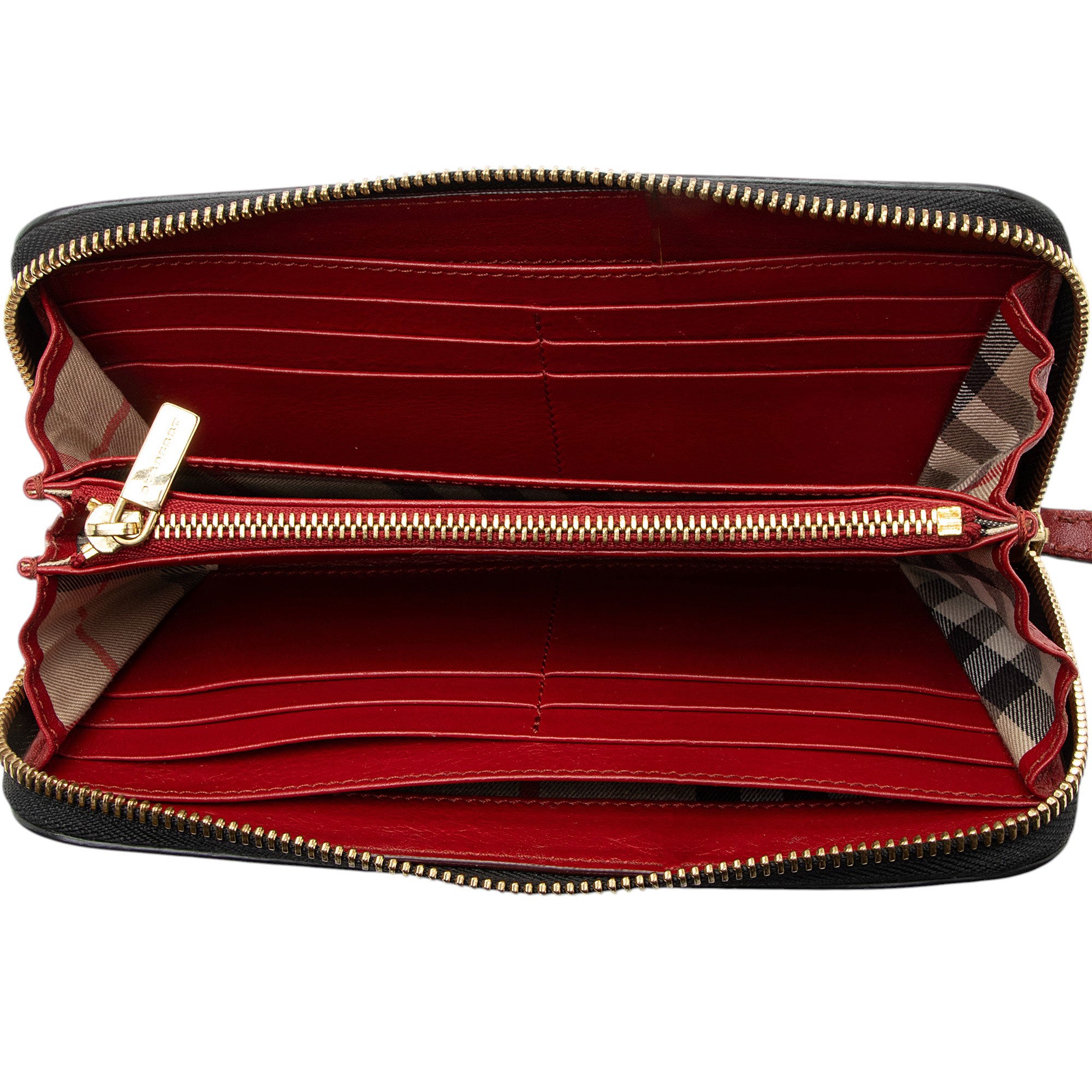 Burberry Leather Ziggy Zip Around Wallet