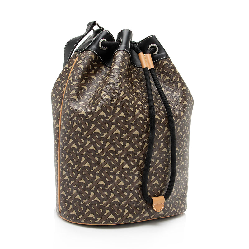 Burberry E Canvas TB Monogram Bridle Chesterton Bucket Bag SHF 23254 LuxeDH