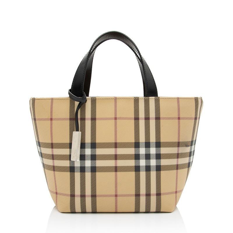 Burberry Check Large Tote Honey Brown