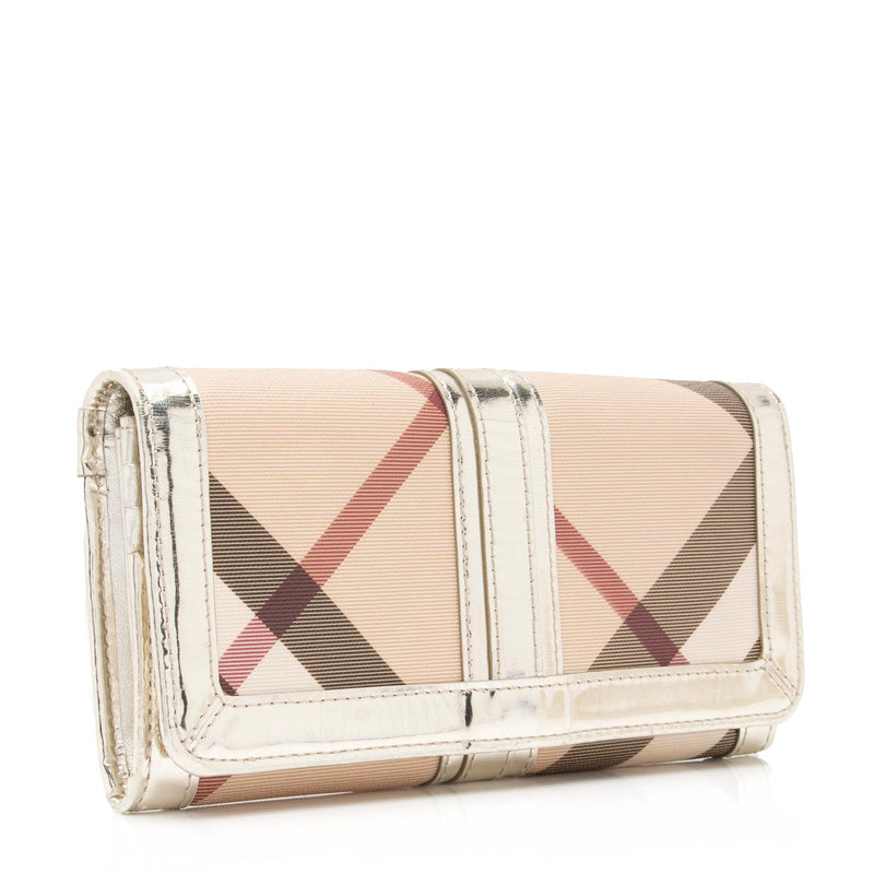 Burberry Nova Check Long Flap Wallet Beige Brown