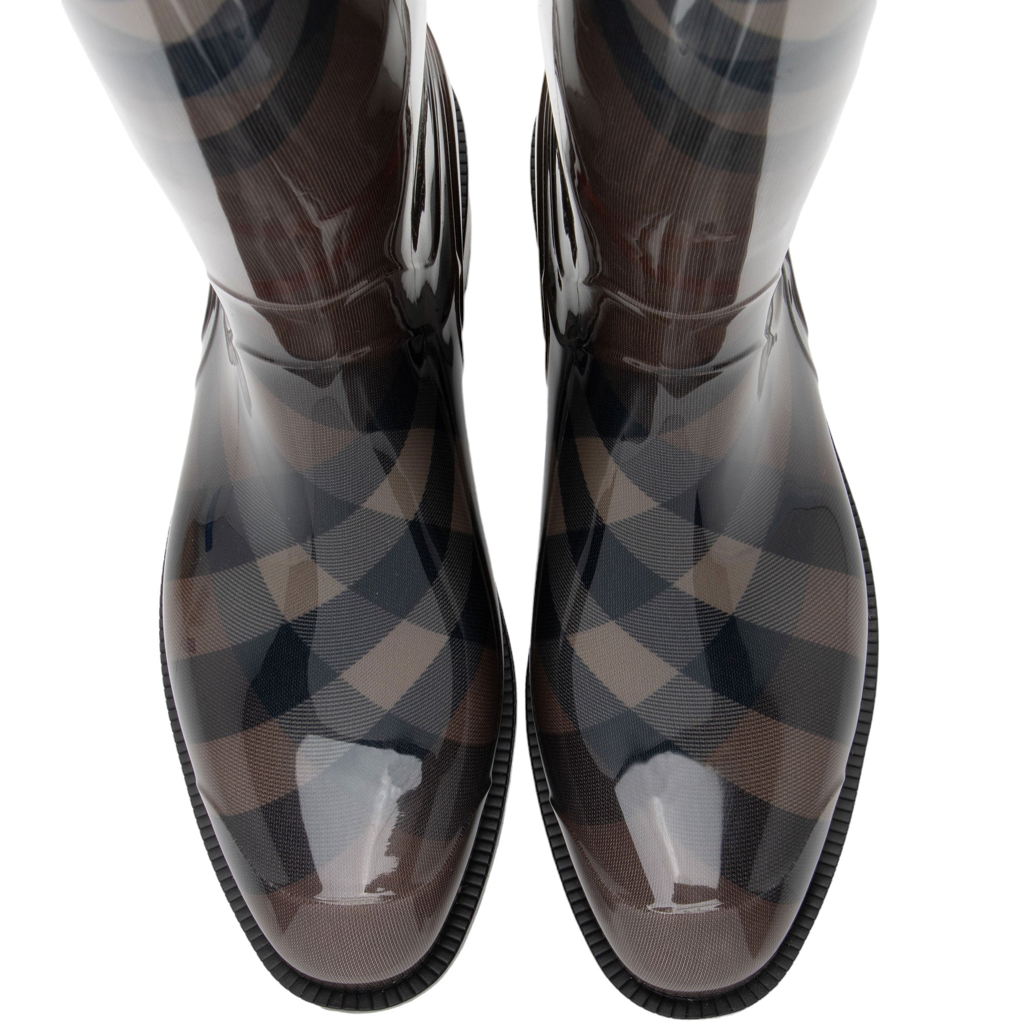 Burberry Nova Check Rubber Rain Boots - Size 7 / 37 (SHF-Dg5HId)