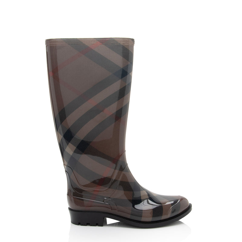 Burberry Nova Check Rubber Rain Boots - Size 7 / 37 (SHF-Dg5HId)