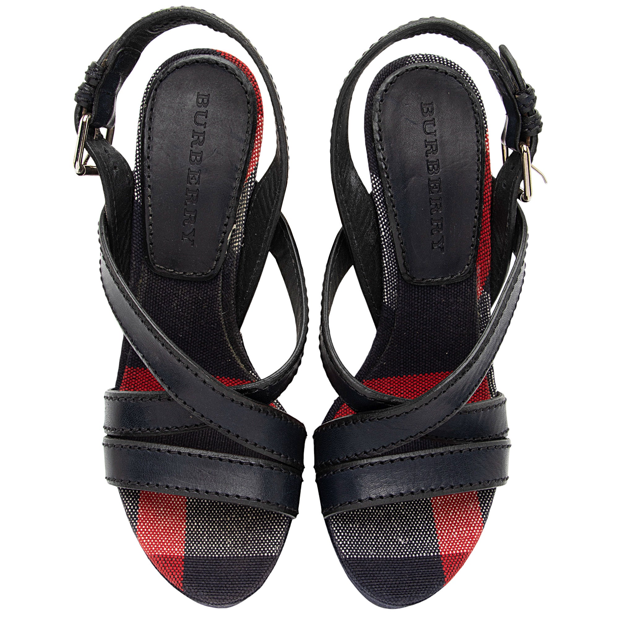 Burberry Nova Check Wedge Sandals - Size 8 / 38
