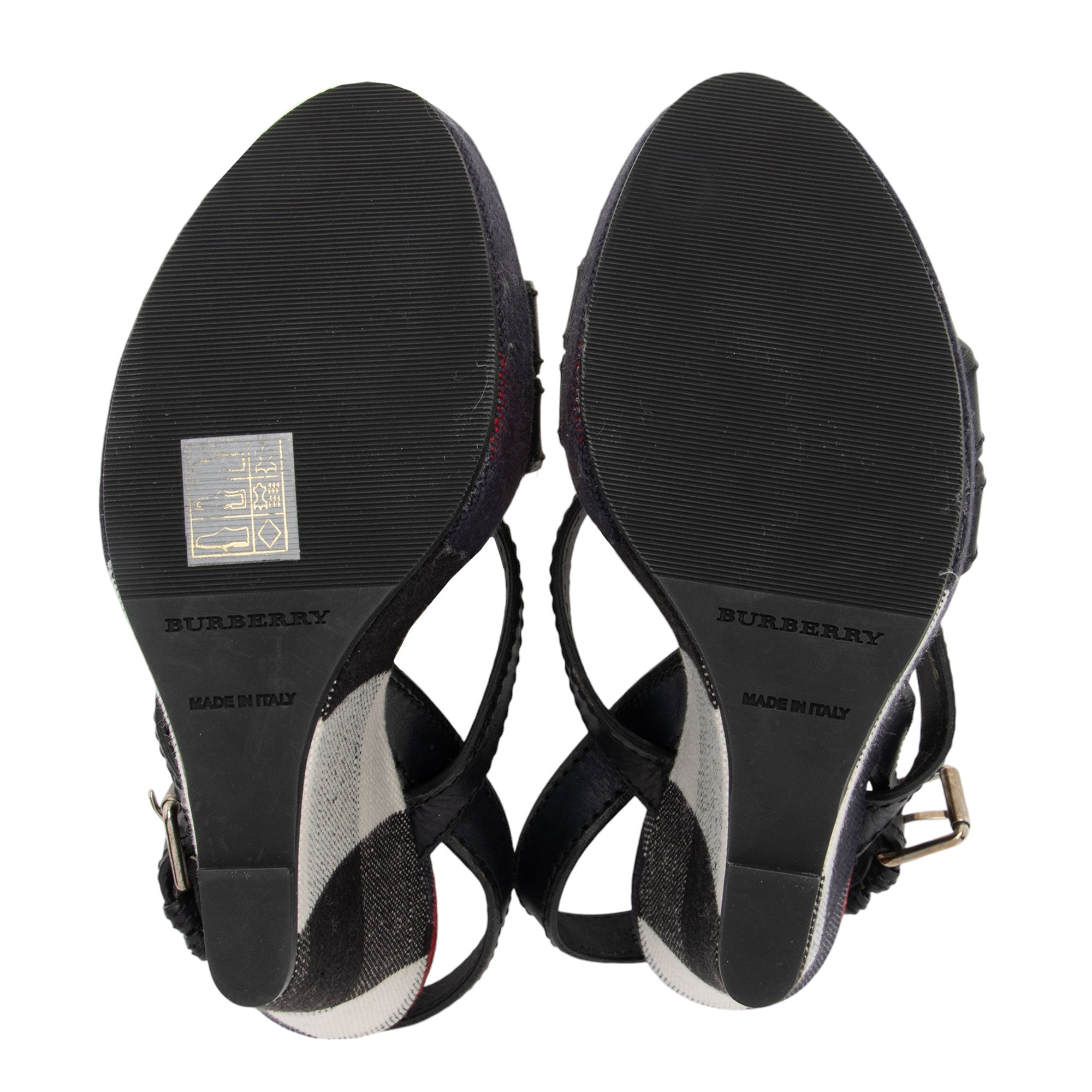 Burberry Nova Check Wedge Sandals - Size 8 / 38
