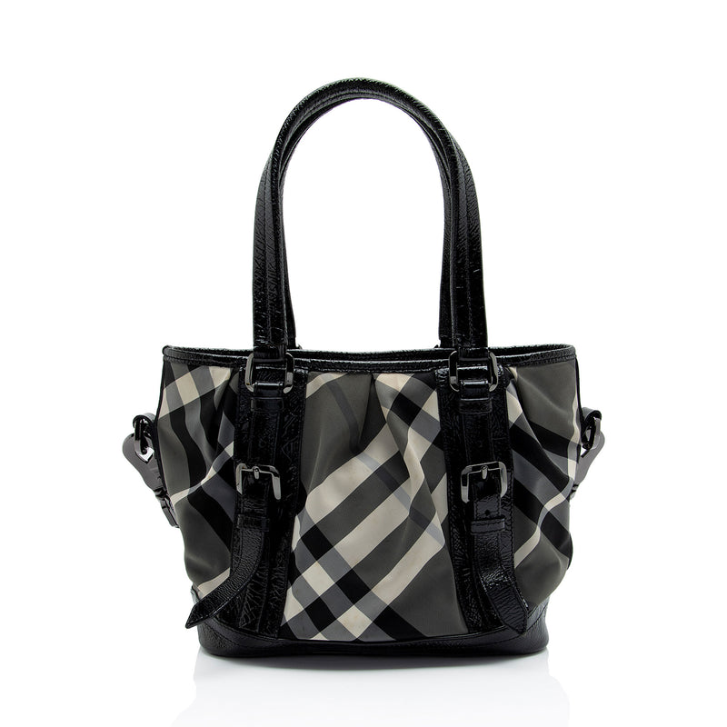 Burberry Nylon Beat Check Lowry Small Tote (SHF-cdEHqY)