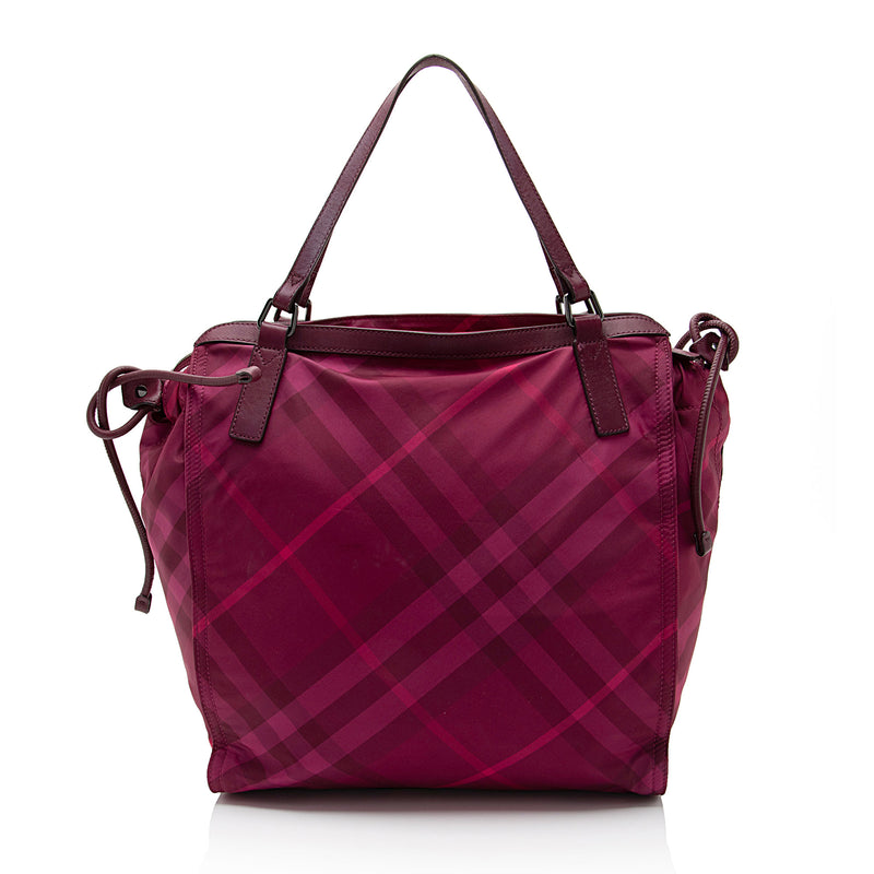Burberry Nylon Check Buckleigh Packable Small Tote (SHF-ibEbJ7)