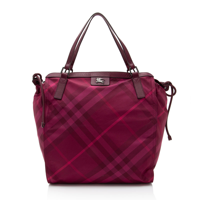 Burberry Nylon Check Buckleigh Packable Small Tote (SHF-ibEbJ7)