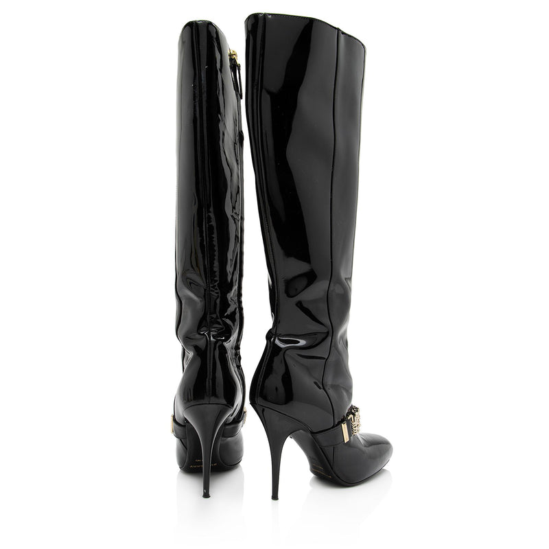 Burberry Patent Leather Chain Knee High Boots - Size 8.5 / 38.5 (SHF-egKFdY)