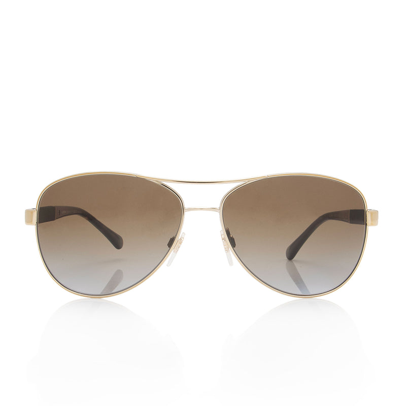 Burberry Polarized Check Aviator Sunglasses (SHF-ZGptFV)