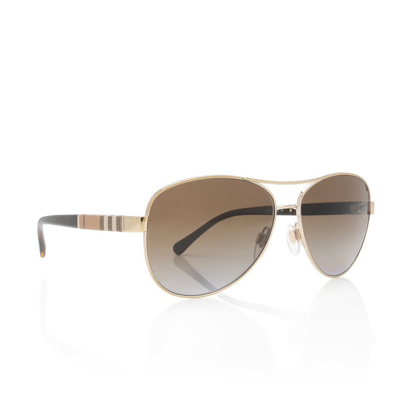 Burberry Polarized Check Aviator Sunglasses (SHF-ZGptFV)