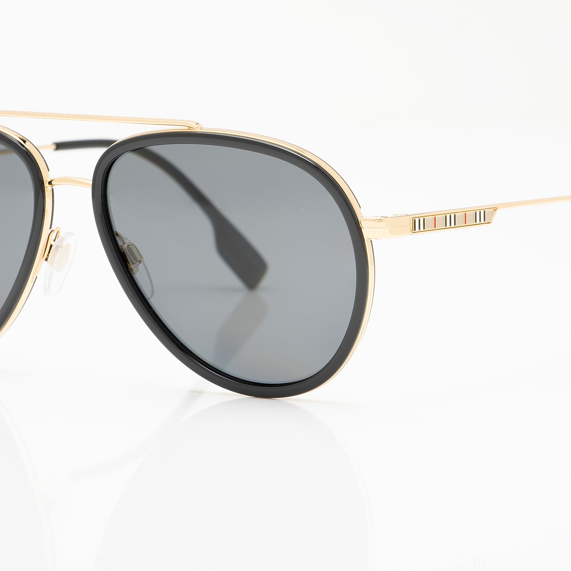 Burberry Polarized Check Aviator Sunglasses