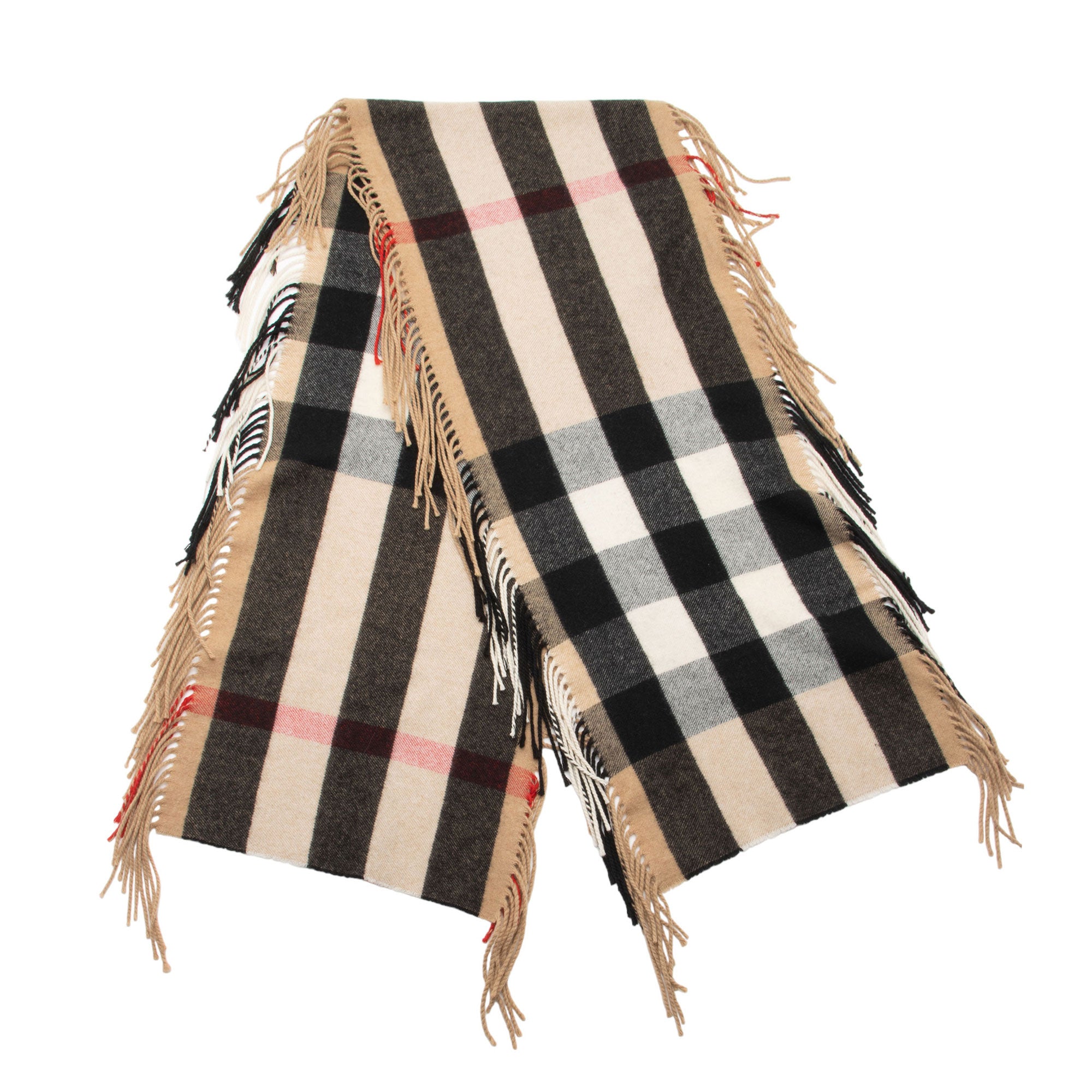 Burberry Prorsum Cashmere Mega Check Fringe Scarf (SHF-fKys0Q)
