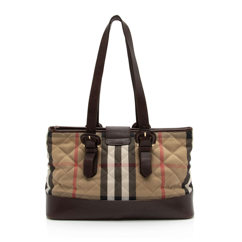 Burberry Quilted House Check Manor Tote (SHF-9N5HL6)