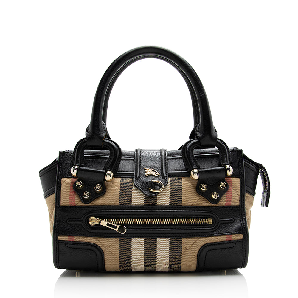 Burberry Quilted House Check Mini Manor Satchel SHF 21845 LuxeDH