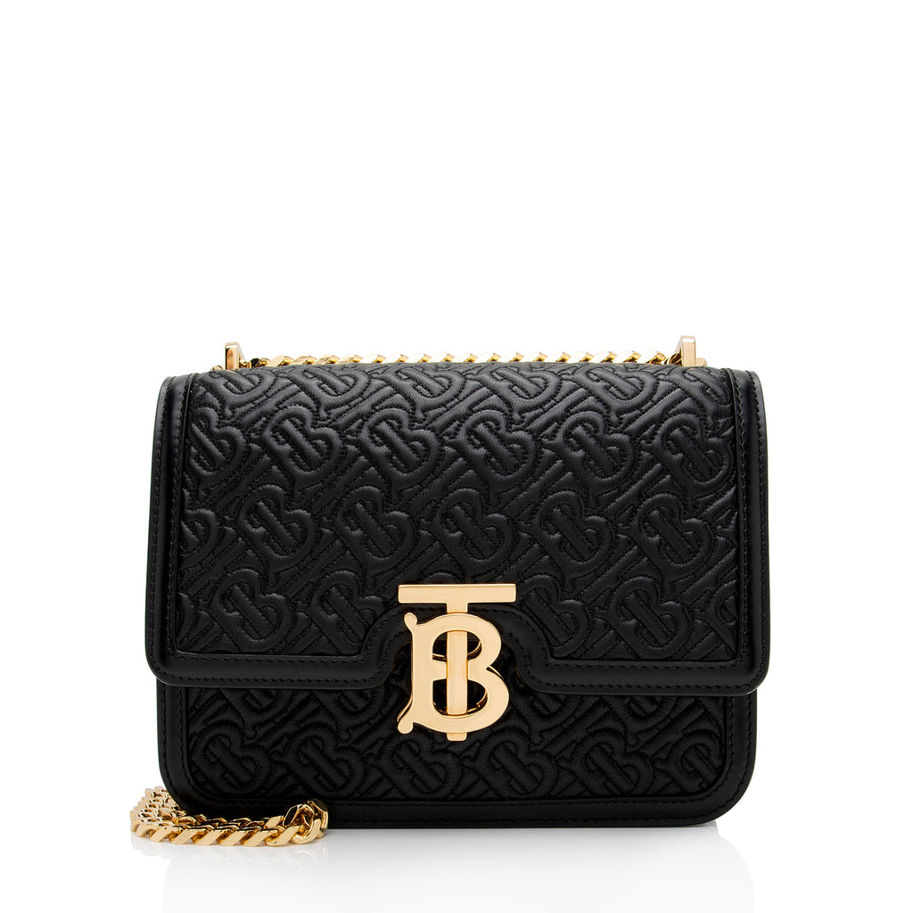 Burberry Tb Monogram Quilted Small Shoulder Bag in Black