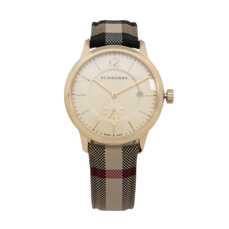 Burberry Stainless Steel Swiss Honey Check Watch (SHF-tXyBvR)