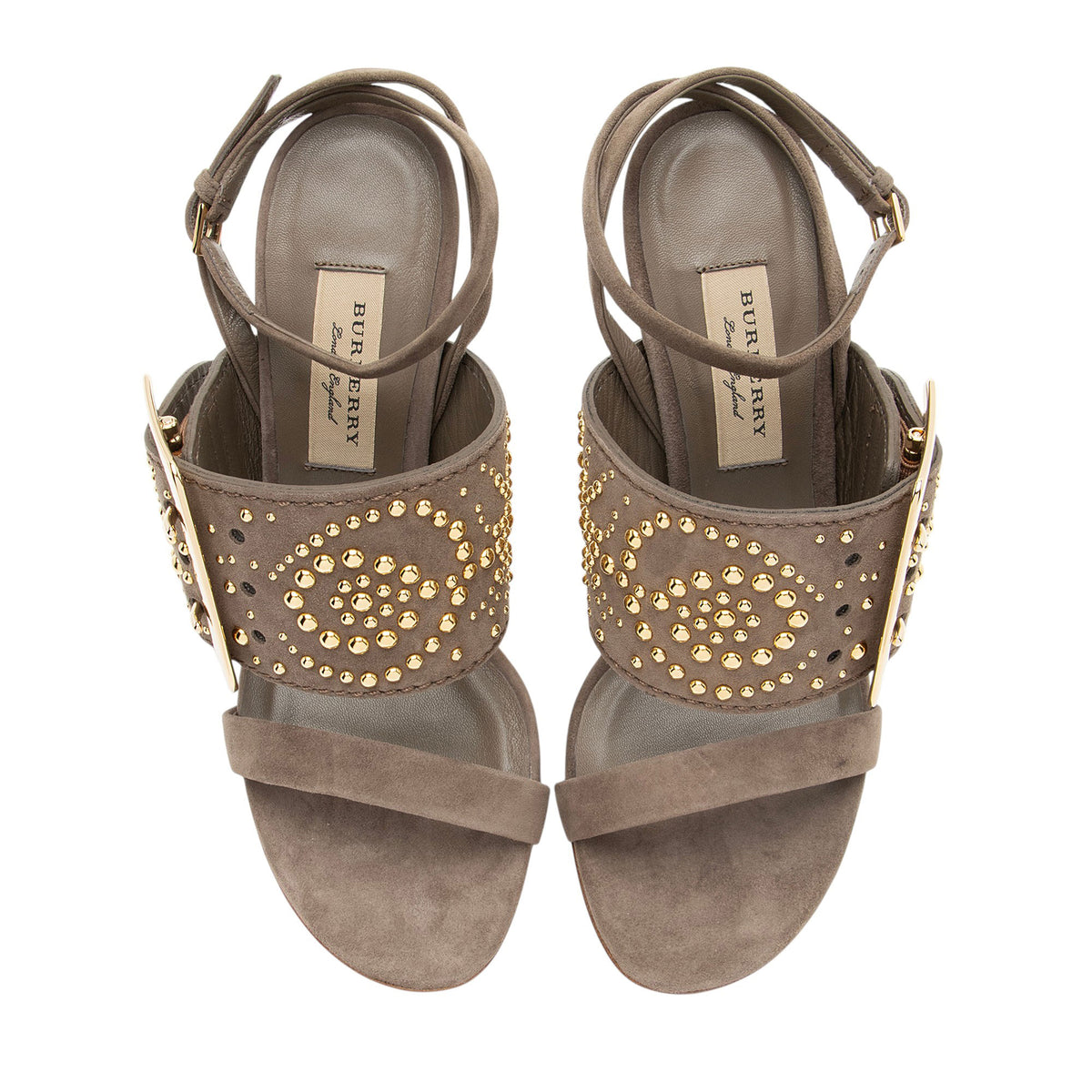 Burberry Studded Suede Buckle Sandals - Size 6.5 / 36.5