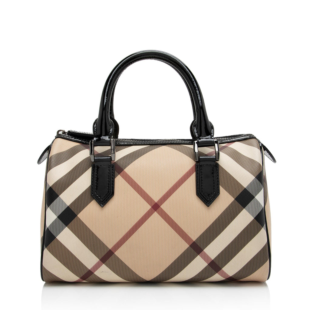 Burberry Bowling Bag With Nova Check Pattern and Black Patent 