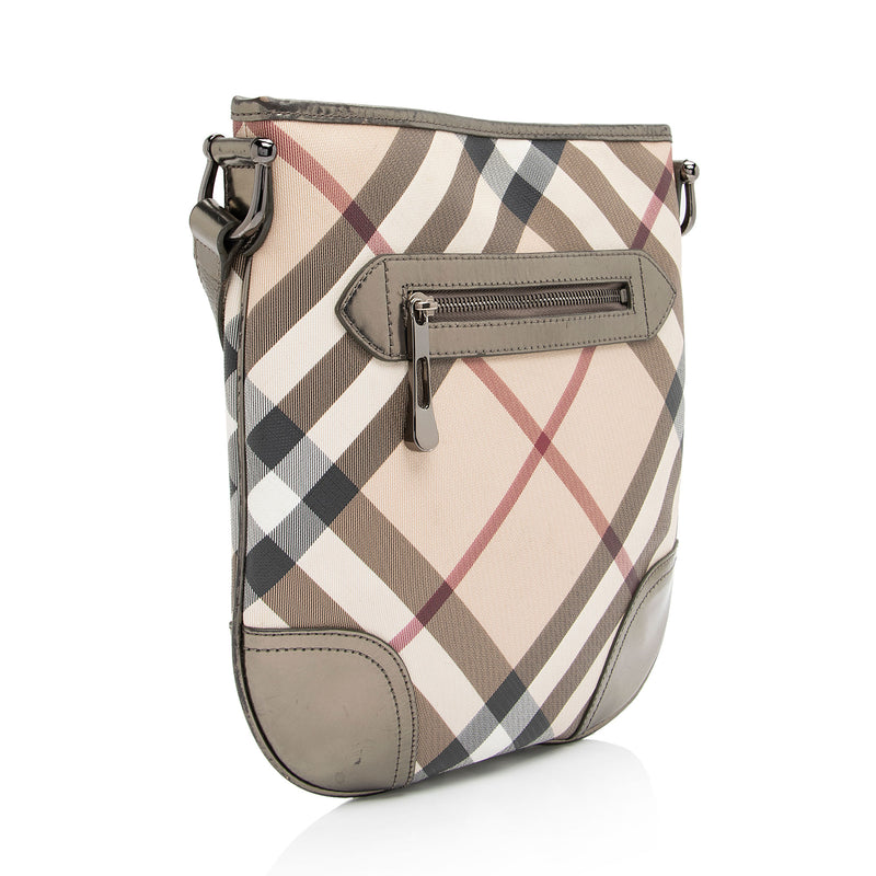 Burberry Super Nova Check Metallic Leather Crossbody Bag (SHF-lQZJ0s)