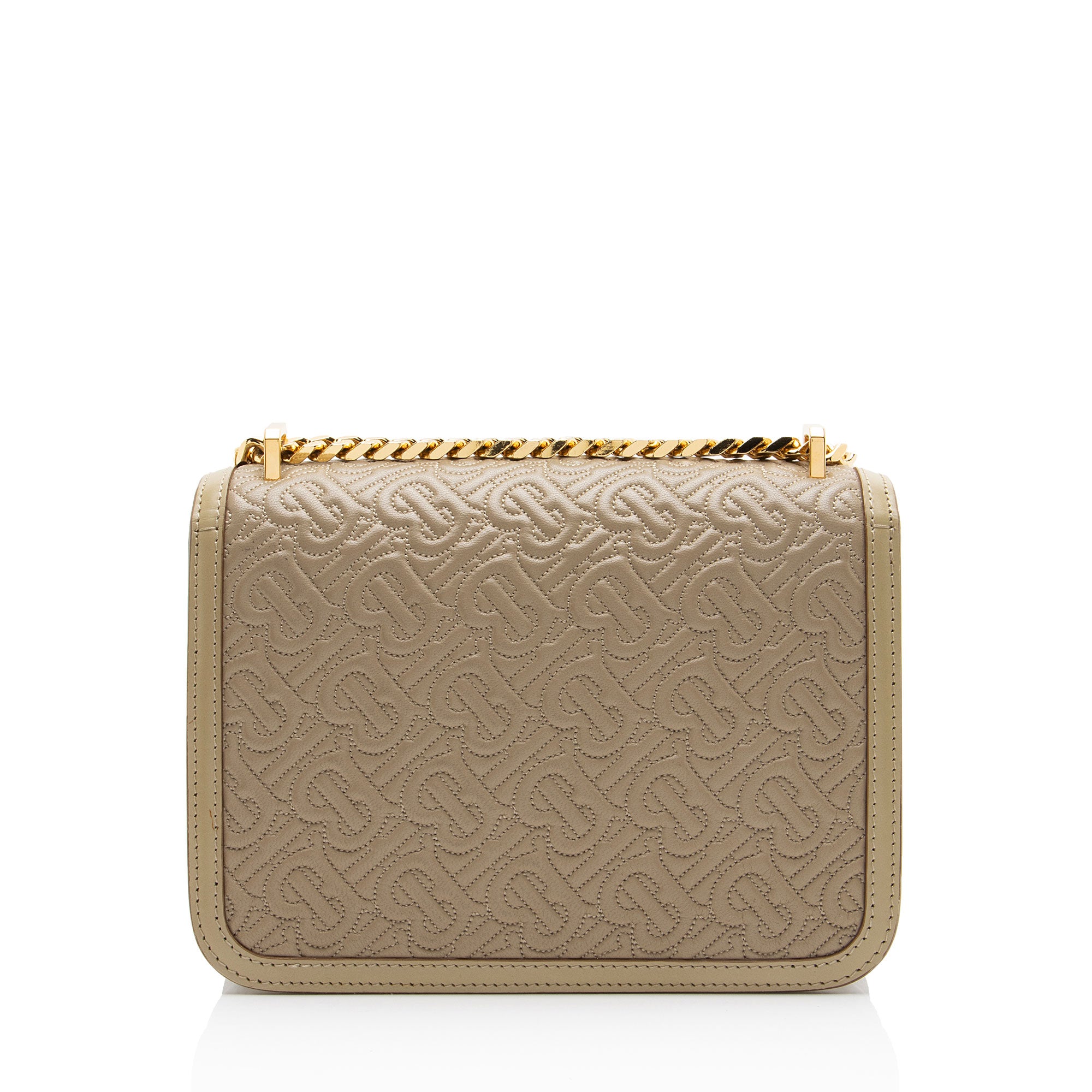 Burberry TB Monogram Embossed Leather Flap Chain Small Shoulder Bag