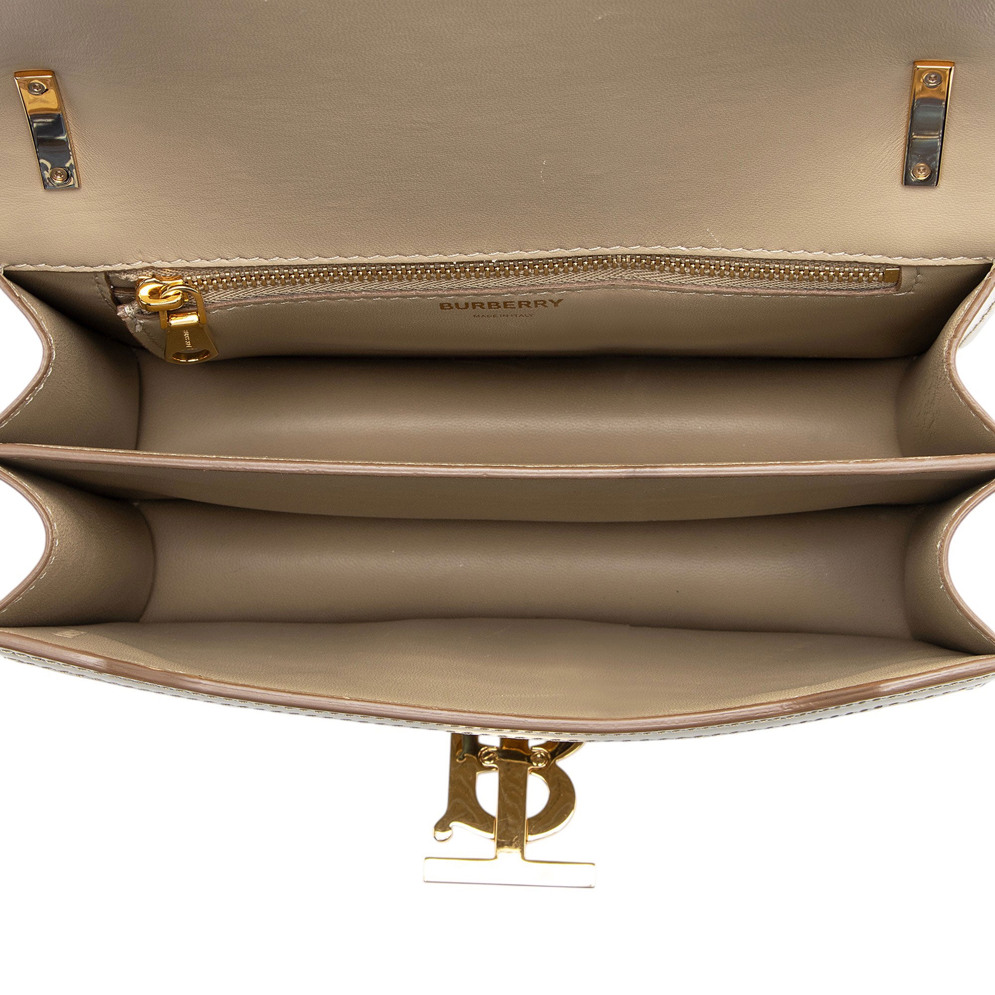 Burberry TB Monogram Embossed Leather Flap Chain Small Shoulder Bag