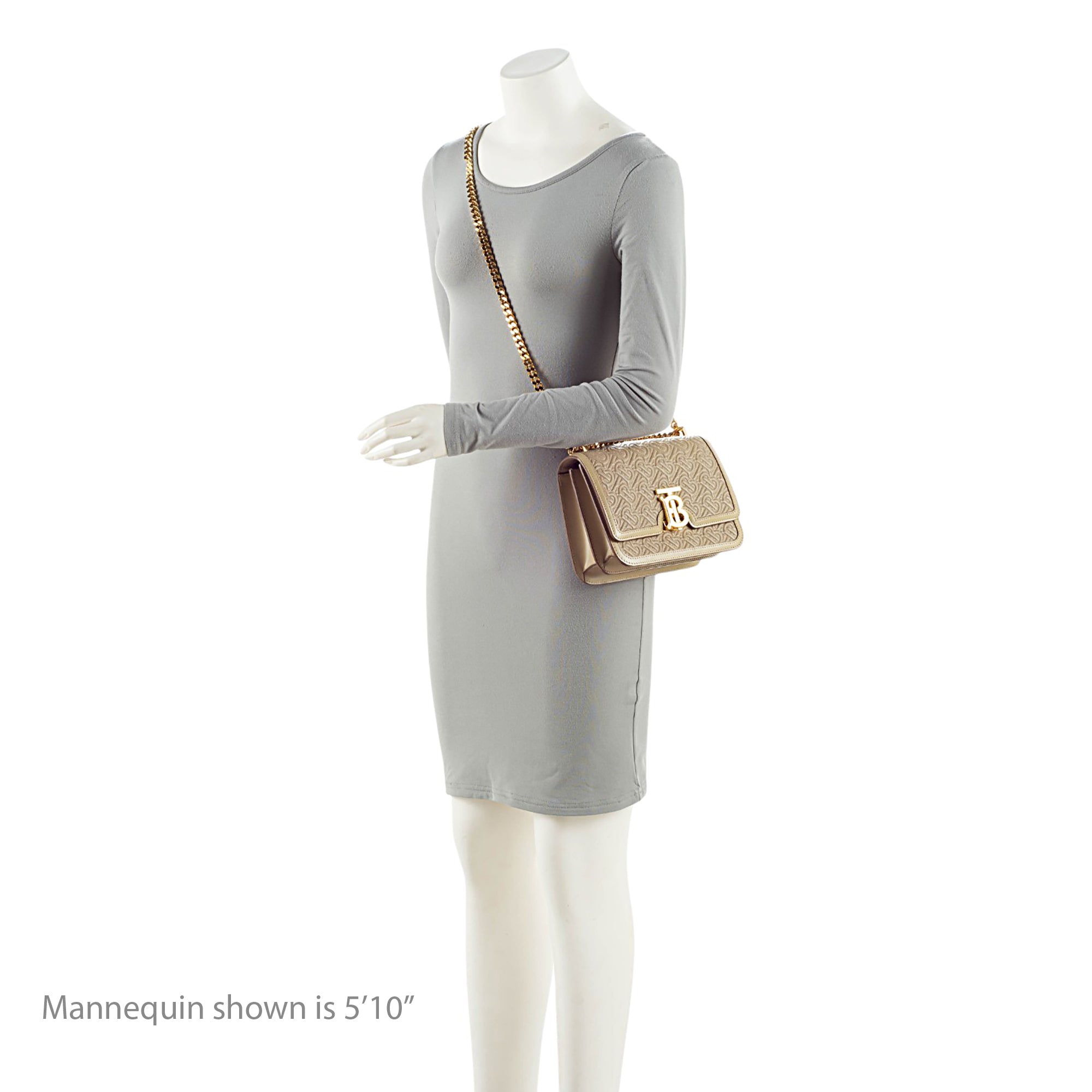 Burberry TB Monogram Embossed Leather Flap Chain Small Shoulder Bag