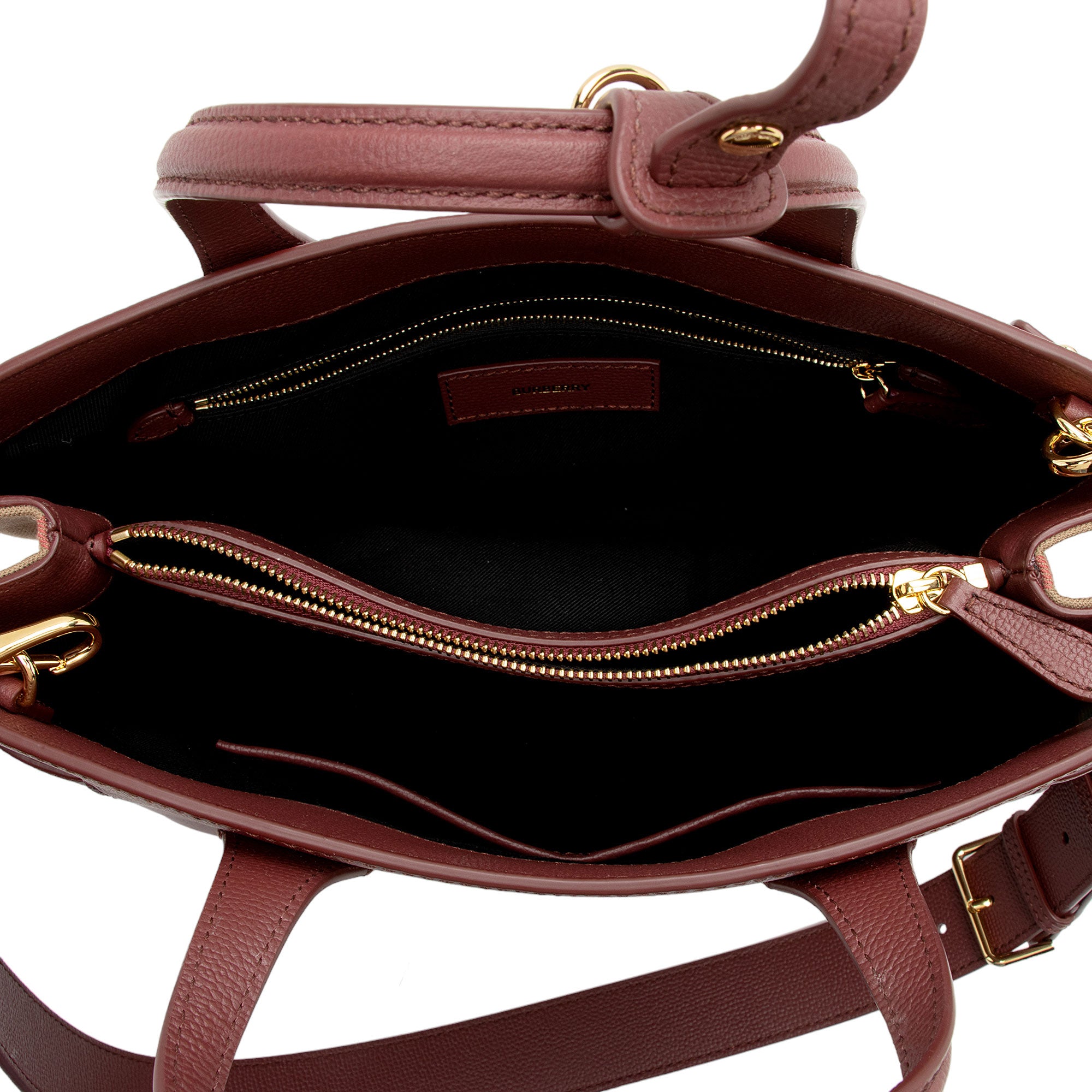 Burberry Vintage Check Leather Banner Medium Tote (SHF-DwlsdU)