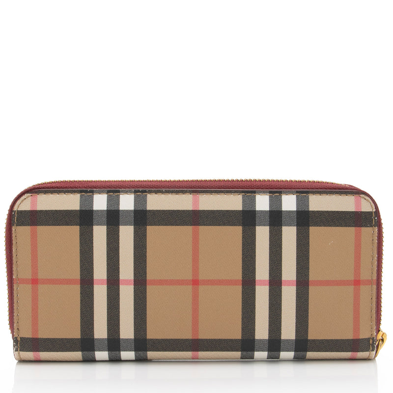 Burberry Vintage Check Leather Zip Around Wallet (SHF-OL7T5O)