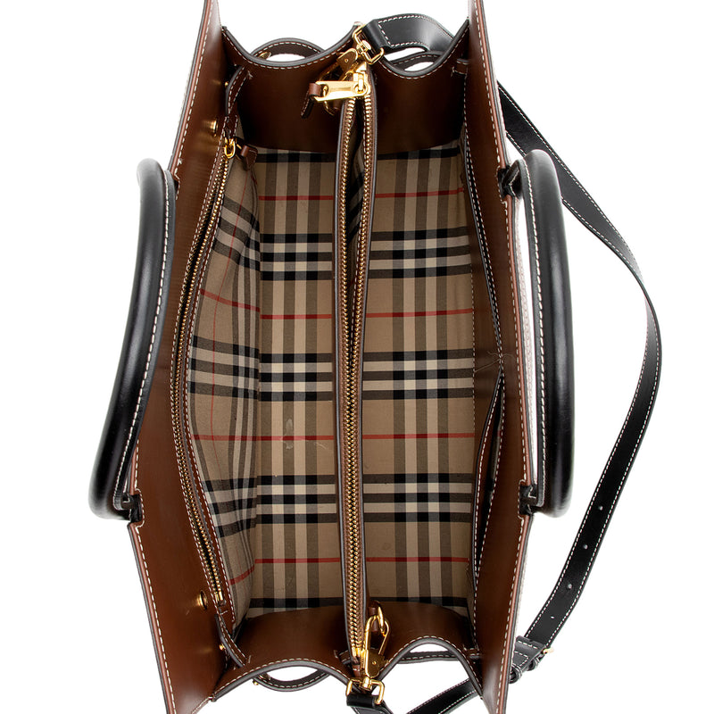 Burberry Vintage Check Smooth Calfskin Title Large Tote (SHF-NtxU8m)