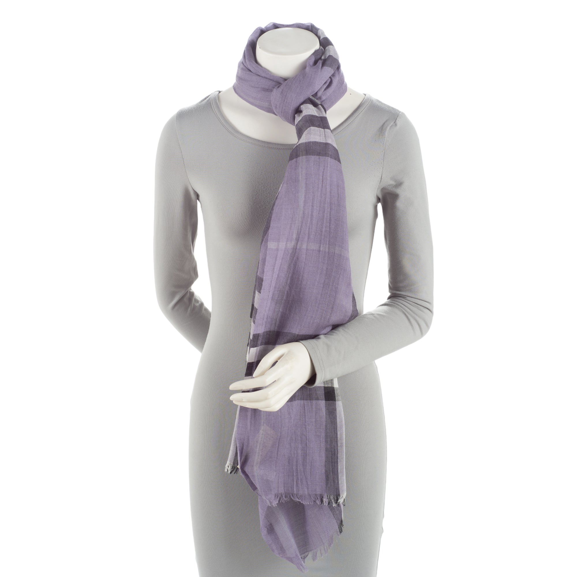 Burberry Wool Silk Lightweight Giant Check Scarf (SHF-6RQoP1)