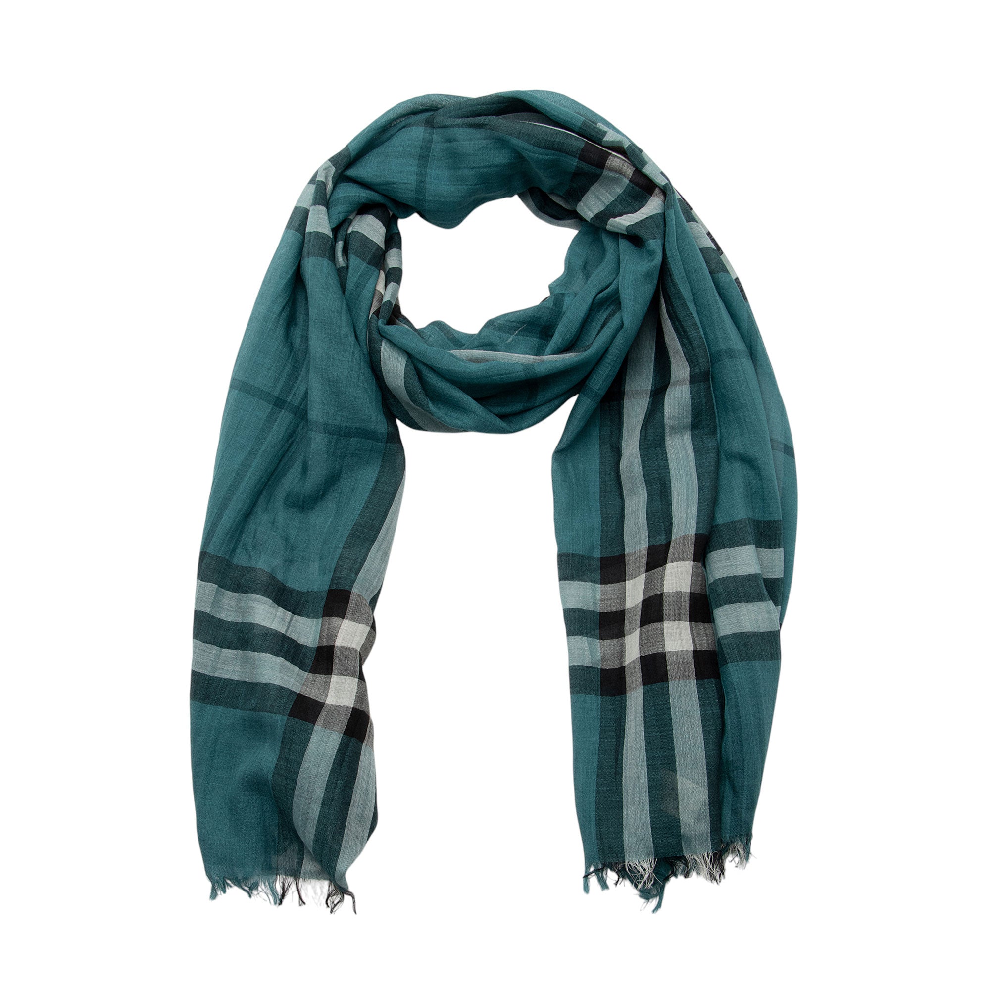 Burberry Wool Silk Lightweight Giant Check Scarf