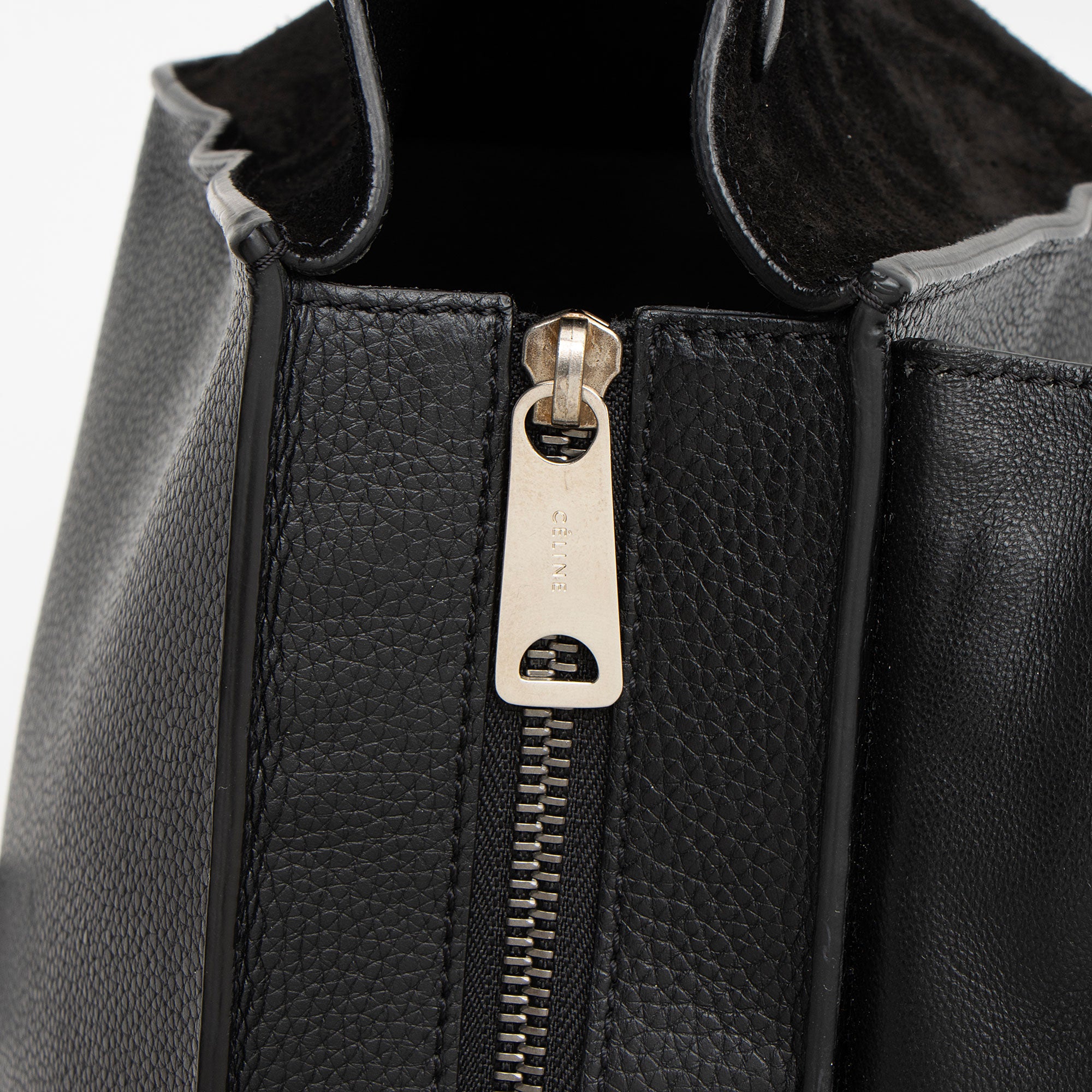 Celine Drummed Calfskin Suede Medium Trapeze Bag