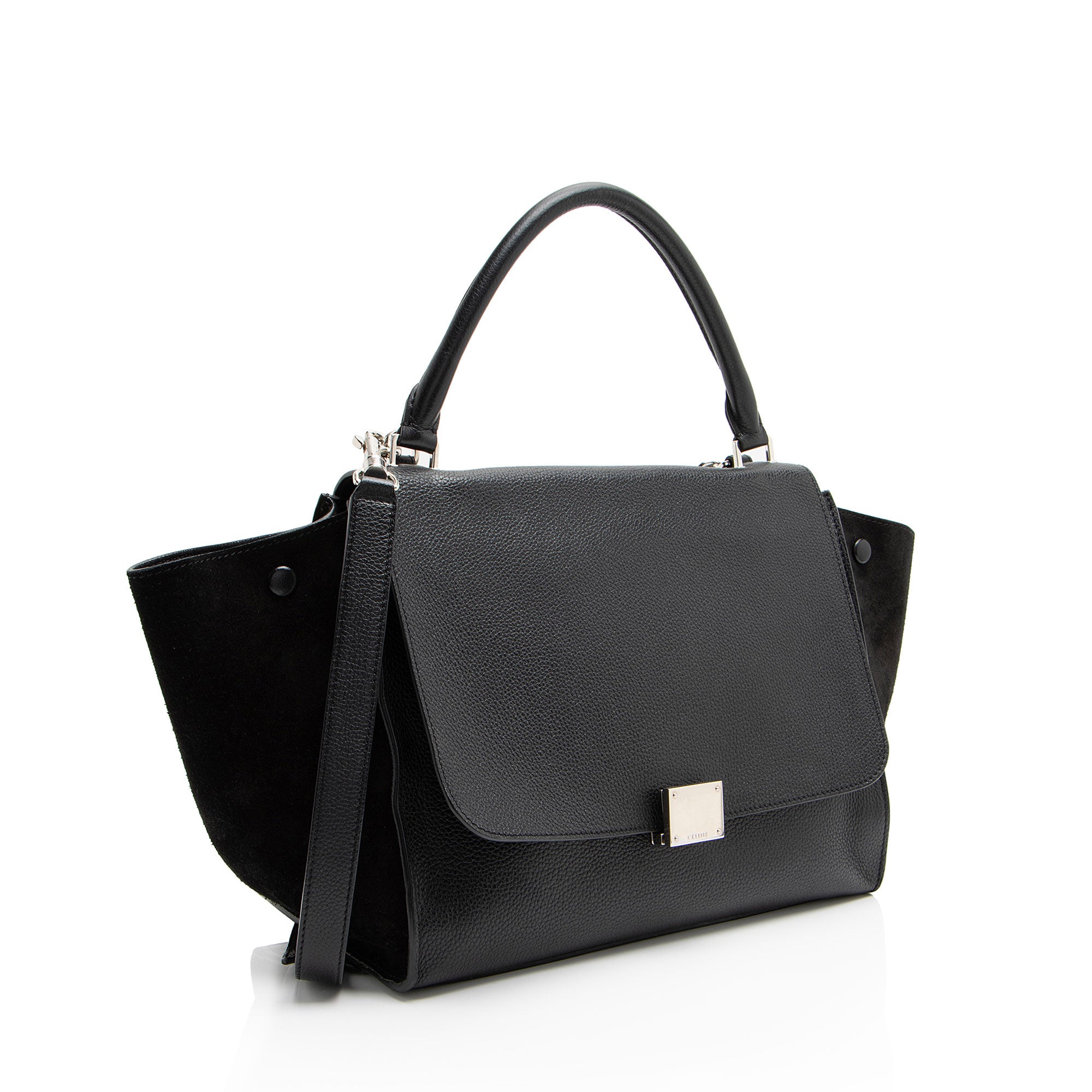Celine Drummed Calfskin Suede Medium Trapeze Bag