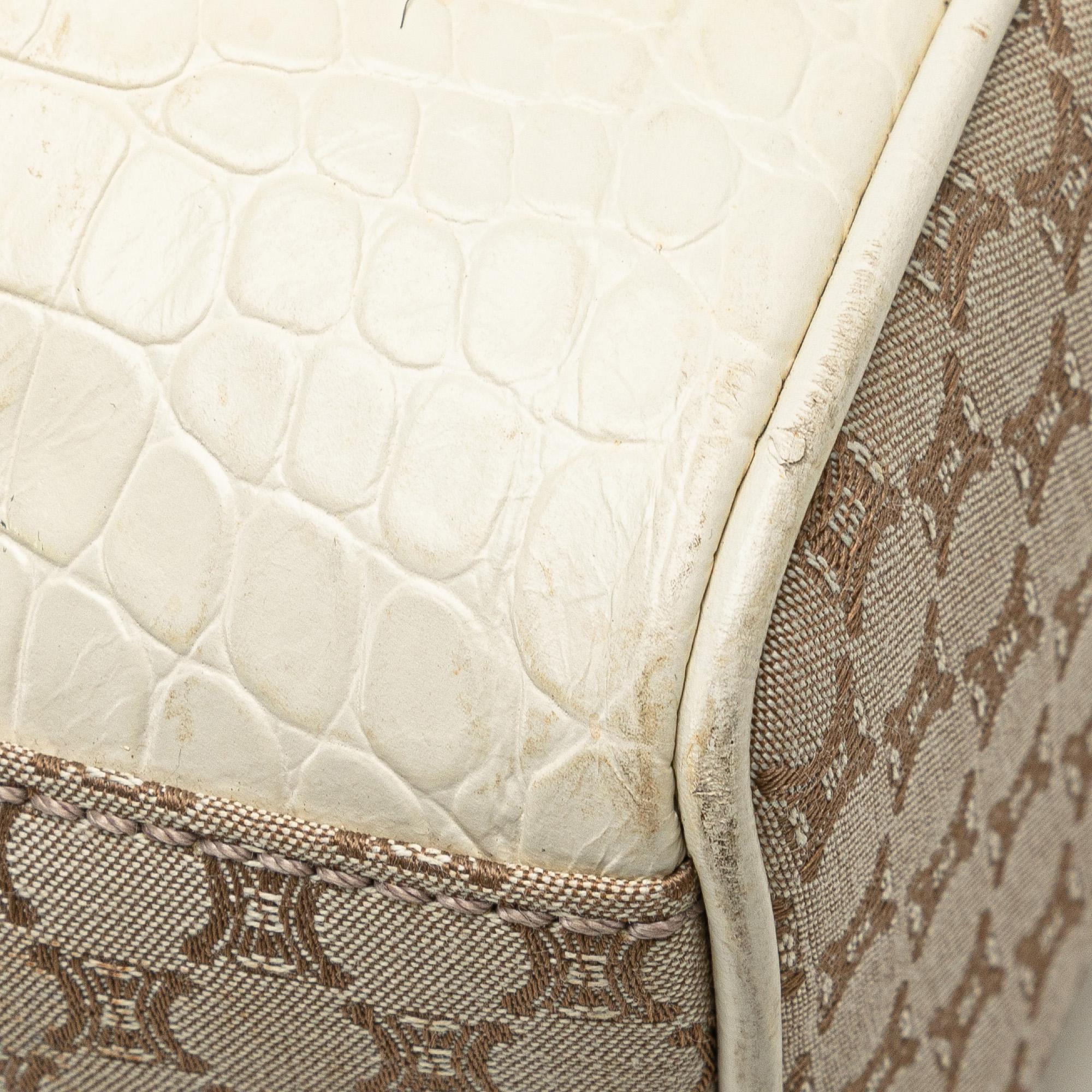 Celine Embossed Leather-Trimmed Macadam Canvas Tote (SHG-PZOlj3)