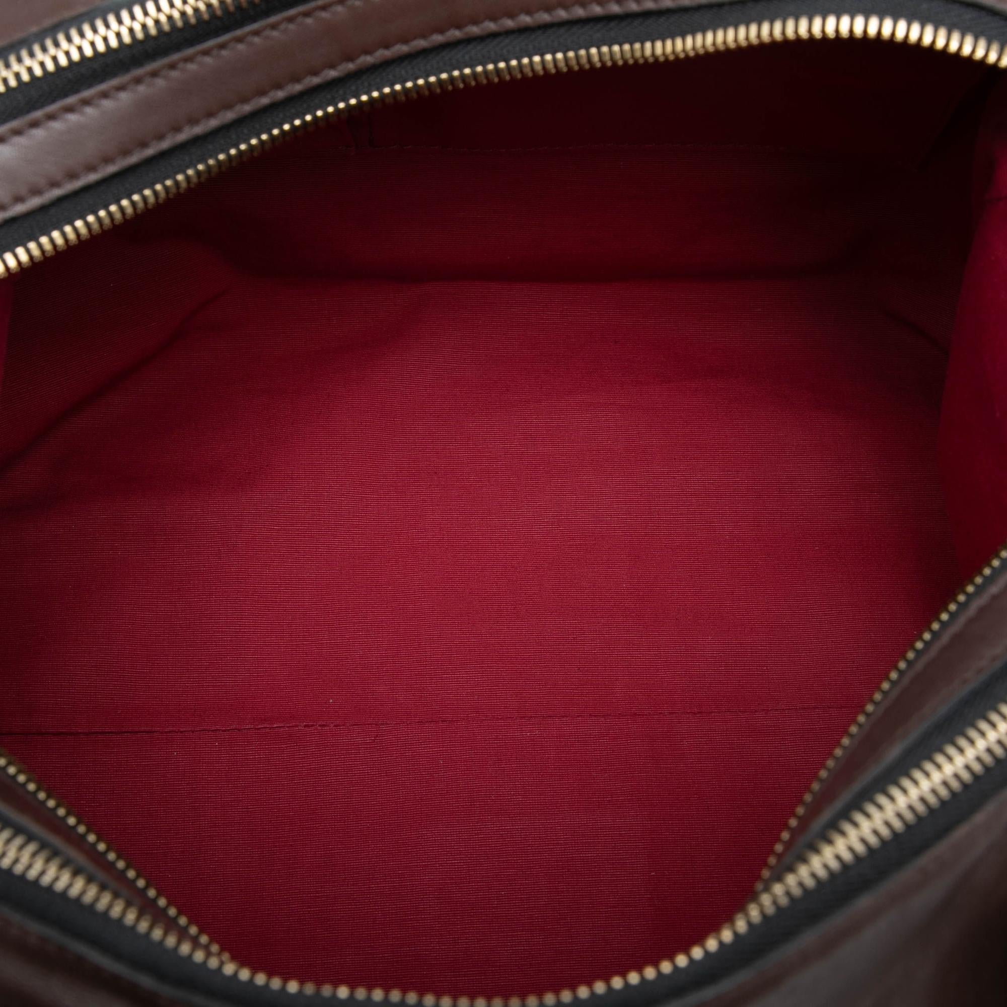 Celine Lambskin Triple Zip Shoulder Bag