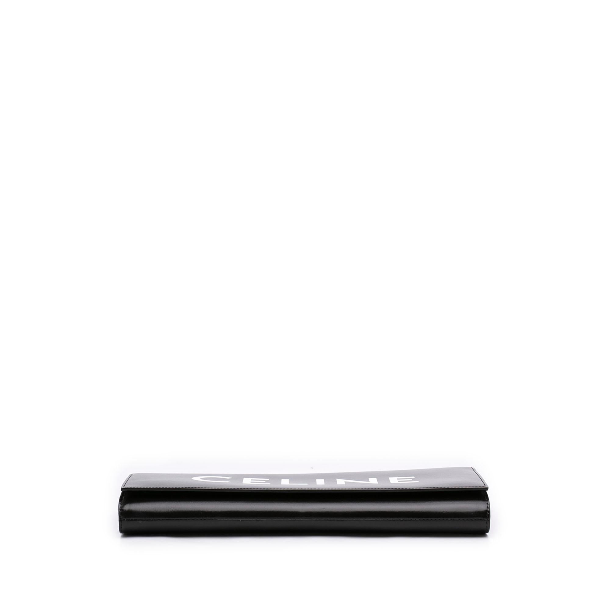 Celine Leather Asymmetric Logo Clutch