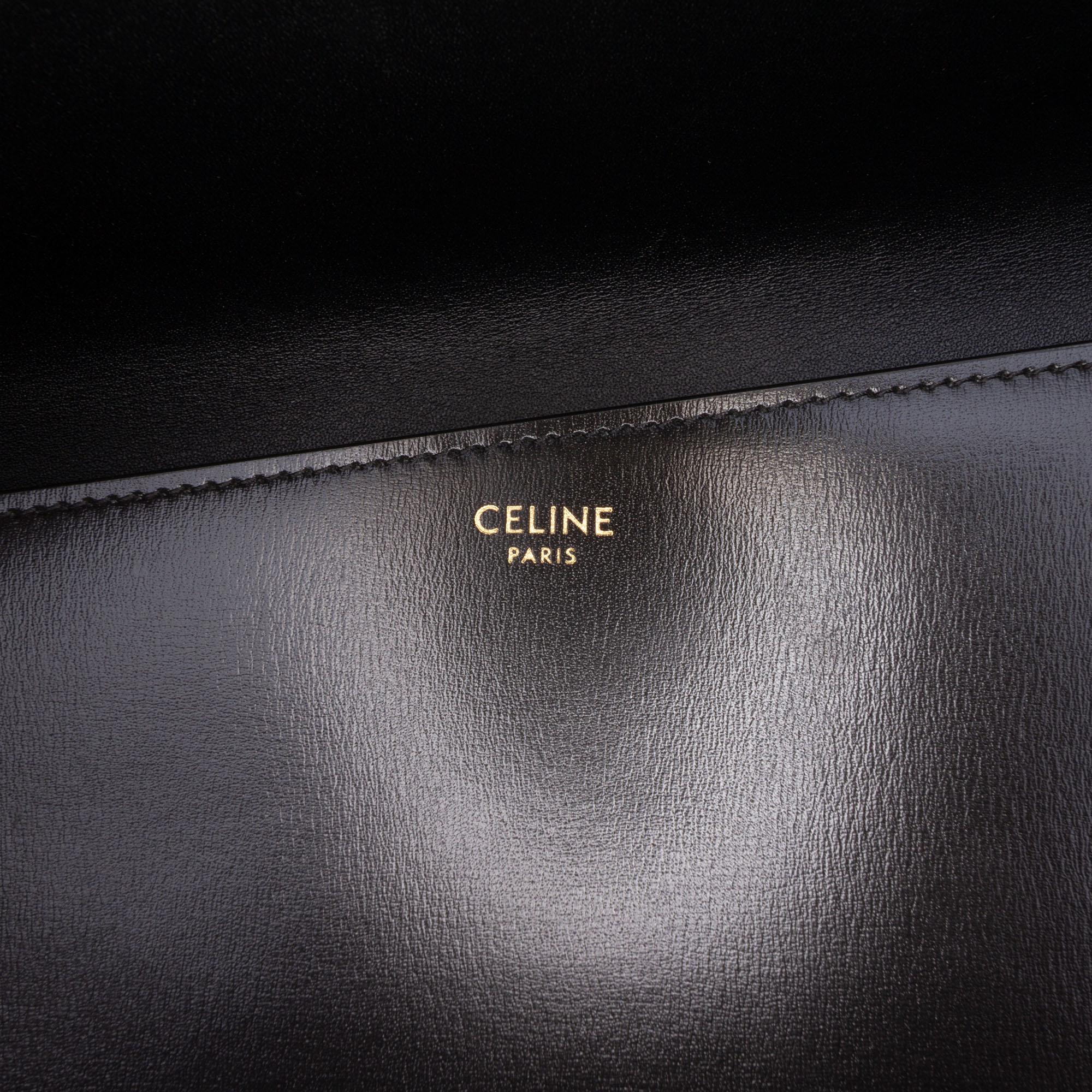 Celine Leather Asymmetric Logo Clutch