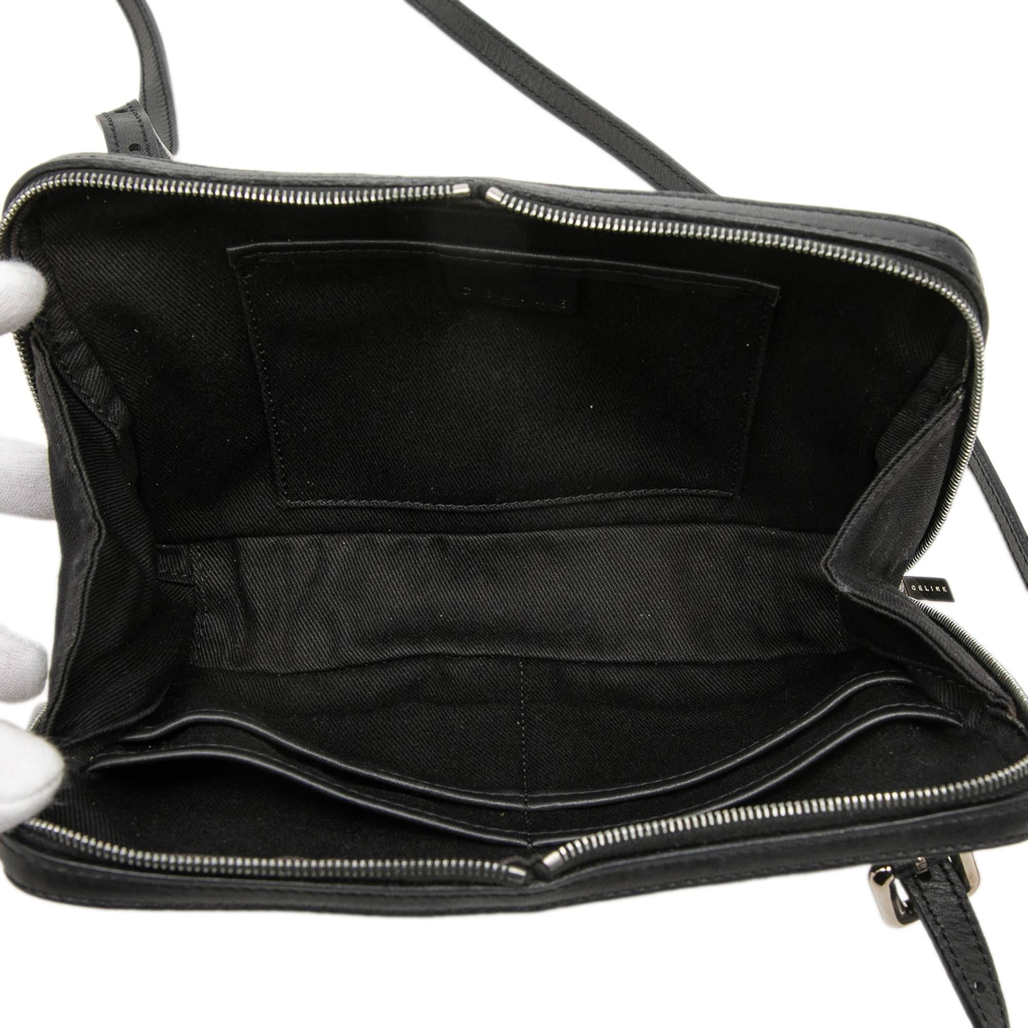Celine Leather Trimmed Macadam Canvas Messenger Bag