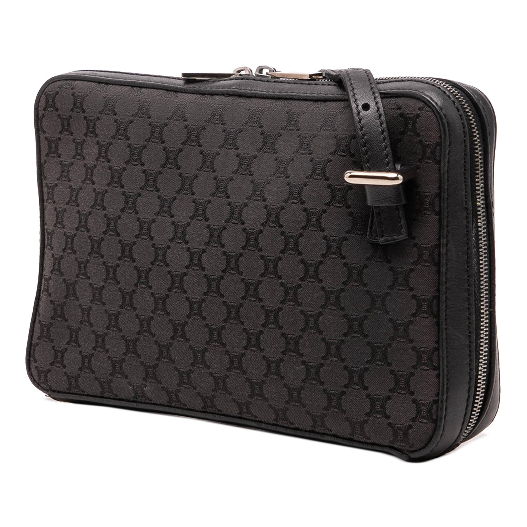 Celine Leather Trimmed Macadam Canvas Messenger Bag