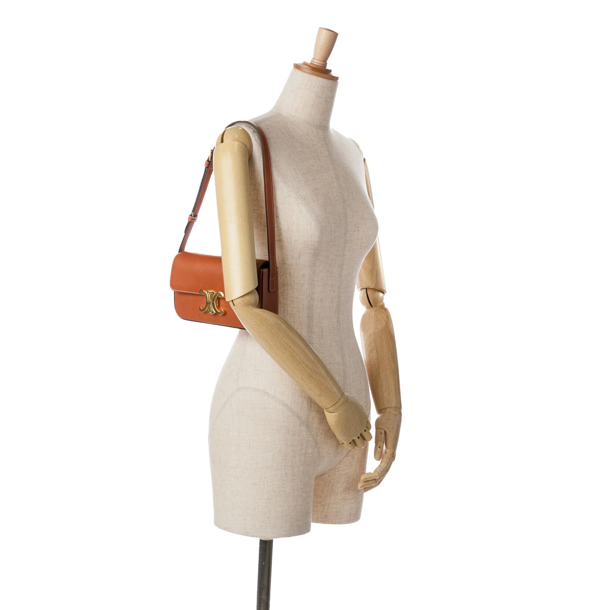 Celine Leather Triomphe Claude Shoulder Bag