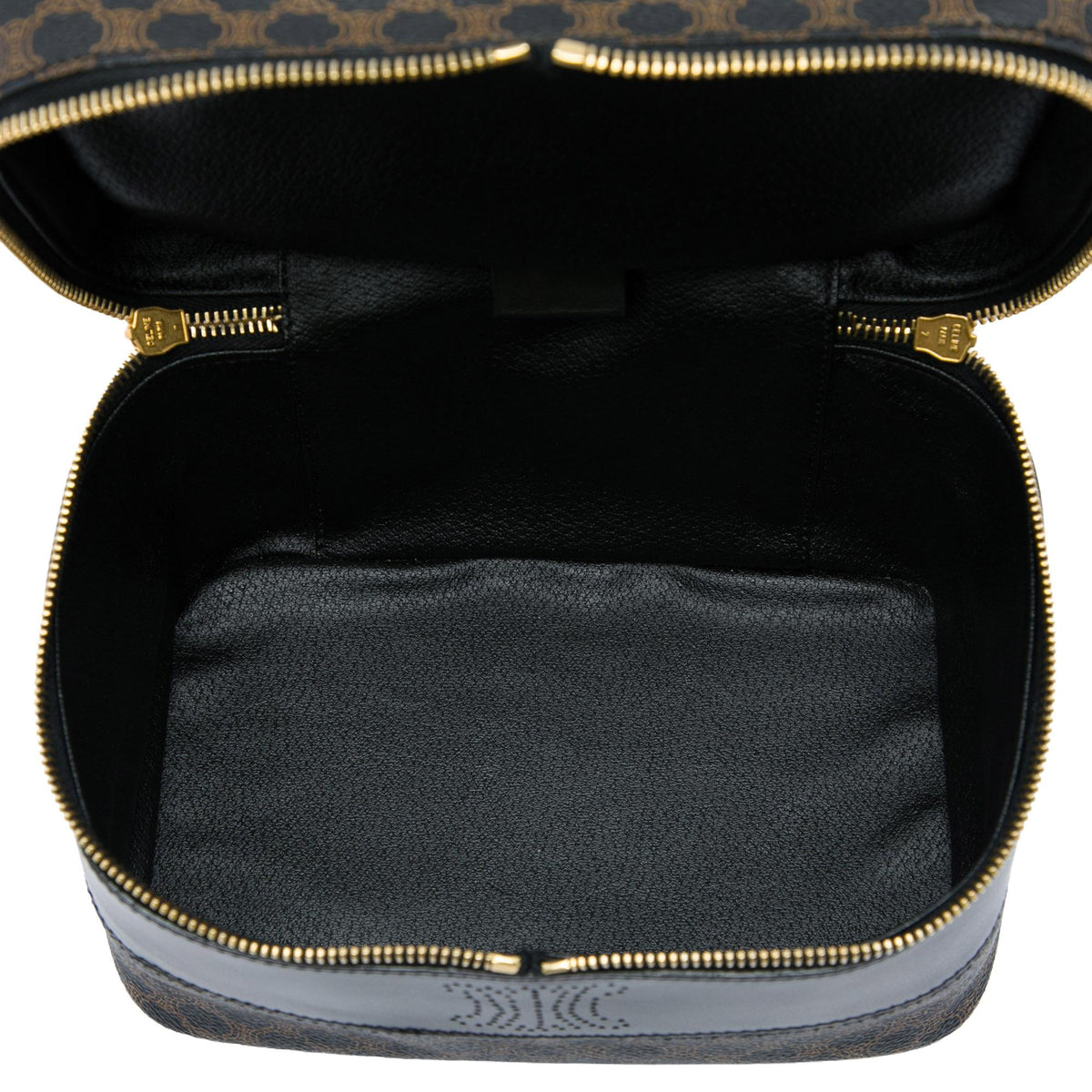 Celine Macadam Coated Canvas Double Zip Vanity Bag